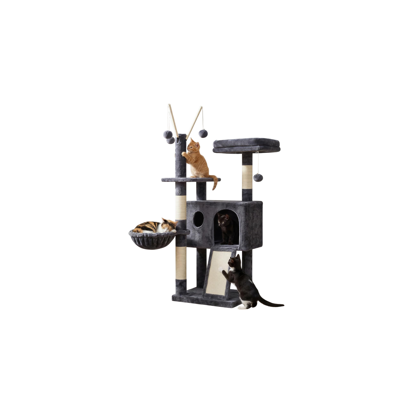 Hey Brother Cat Tree Tower with Removable Toys, Smoky Gray MPJ008SG
